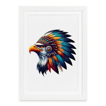 Aigle amérindien Peaux rouges américaines - Affiche encadrée (27 × 37 cm) - blanc - Devant