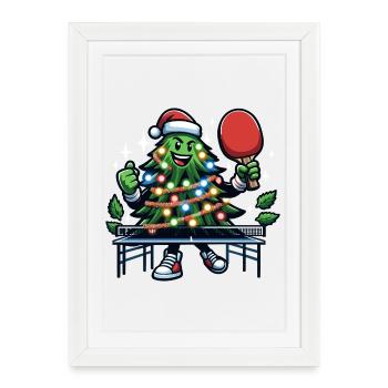Tennis de table Arbre de Noël Costume Arbre de Noël - Affiche encadrée (27 × 37 cm) - blanc - Devant