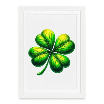 Trèfle à quatre feuilles - Affiche encadrée (27 × 37 cm) - blanc - Devant