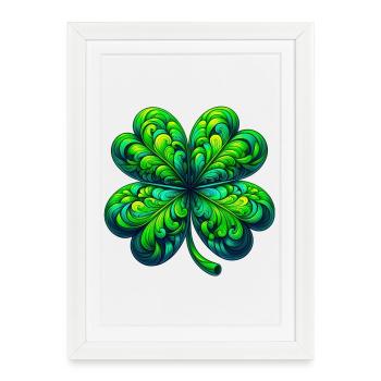 Trèfle à quatre feuilles - Affiche encadrée (27 × 37 cm) - blanc - Devant