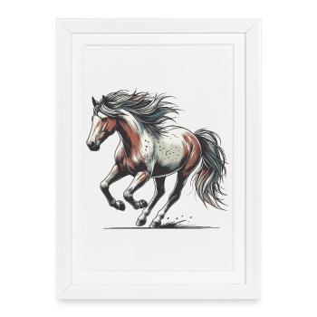 Cheval - Affiche encadrée (27 × 37 cm) - blanc - Devant