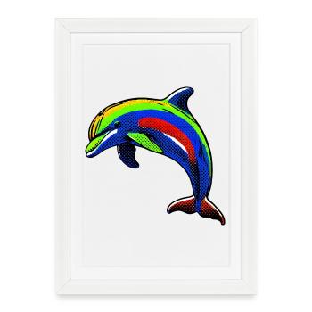 Dauphin - Affiche encadrée (27 × 37 cm) - blanc - Devant