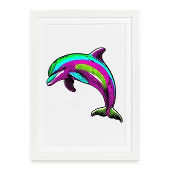 Dauphin - Affiche encadrée (27 × 37 cm) - blanc - Devant