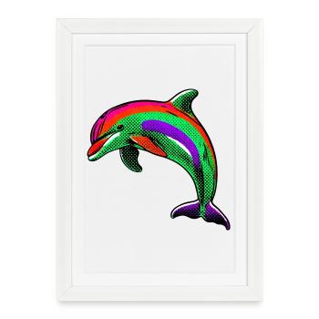 Dolphin - Framed poster (27 × 37 cm) - white - Front