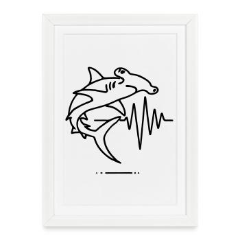 Requin-marteau - Puissance et élégance de l’océan - Affiche encadrée (27 × 37 cm) - blanc - Devant