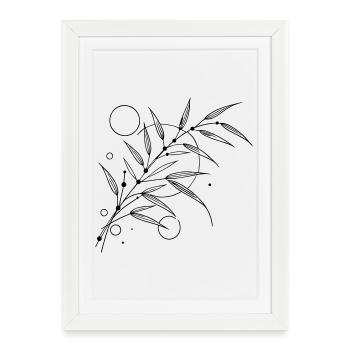 Élégance en bambou – Design minimaliste de la nature - Affiche encadrée (27 × 37 cm) - blanc - Devant