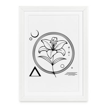 Floral geometry – the lily as a symbol - Framed poster (27 × 37 cm) - white - Front