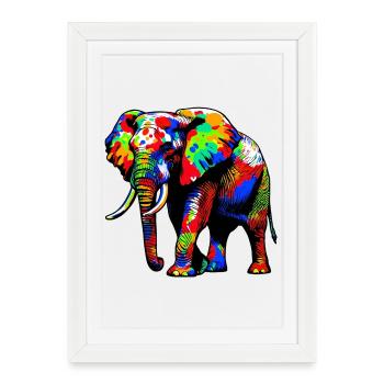 Éléphant - Affiche encadrée (27 × 37 cm) - blanc - Devant