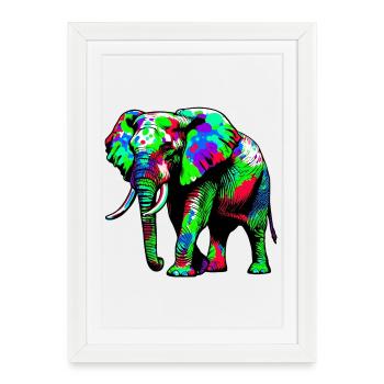 Éléphant - Affiche encadrée (27 × 37 cm) - blanc - Devant