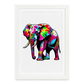 Éléphant - Affiche encadrée (27 × 37 cm) - blanc - Devant