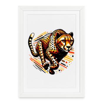 Guépard - Affiche encadrée (27 × 37 cm) - blanc - Devant