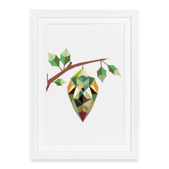 cocon géométrique, dans de douces nuances de vert - Affiche encadrée (27 × 37 cm) - blanc - Devant