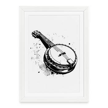 Dessin de banjo - Affiche encadrée (27 × 37 cm) - blanc - Devant