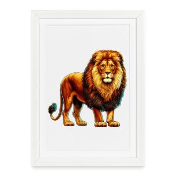 Lion - Affiche encadrée (27 × 37 cm) - blanc - Devant