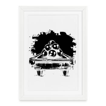 Look BD Billard - Affiche encadrée (27 × 37 cm) - blanc - Devant