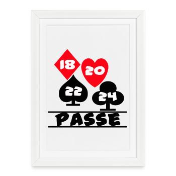 Skat , Skat Player , 18 , 20 , 22 , 24 Passes - Affiche encadrée (27 × 37 cm) - blanc - Devant