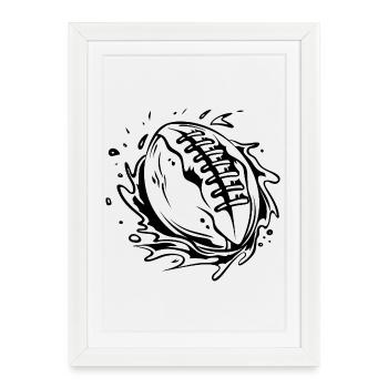 Ballon de football américain - Affiche encadrée (27 × 37 cm) - blanc - Devant