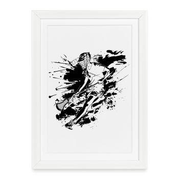 Lacrosse player graffiti - Framed poster (27 × 37 cm) - white - Front