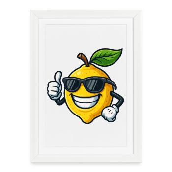 Fruity Yellow Lemon Summer Cool Thumbs Up - Framed poster (27 × 37 cm) - white - Front