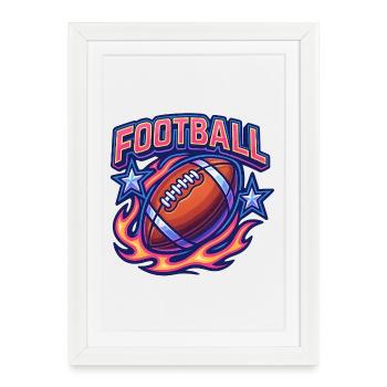 Design de football vibrant avec des flammes - Affiche encadrée (27 × 37 cm) - blanc - Devant