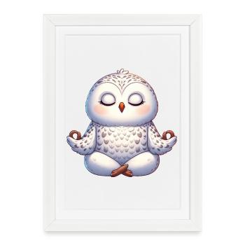 Sweet Owl Yoga Méditation Relaxation Intérieur - Affiche encadrée (27 × 37 cm) - blanc - Devant
