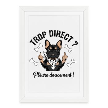 Bouledogue français cool - Affiche encadrée (27 × 37 cm) - blanc - Devant