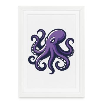 Artiste violet pieuvre - Affiche encadrée (27 × 37 cm) - blanc - Devant