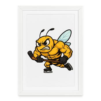 Aggressive Bee Hockey Coach Winter Team - Framed poster (27 × 37 cm) - white - Front