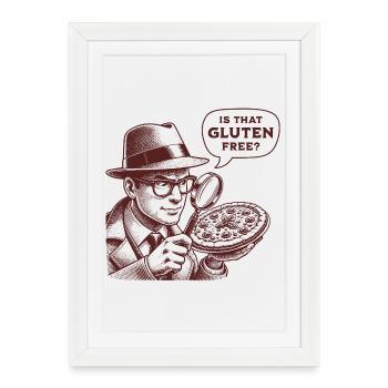 Est-ce sans gluten ? Détective drôle - Affiche encadrée (27 × 37 cm) - blanc - Devant
