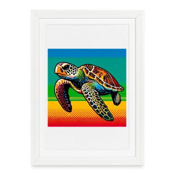 tortue - Affiche encadrée (27 × 37 cm) - blanc - Devant