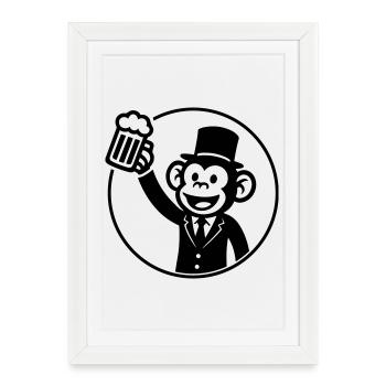Monkey Groom Bachelor Bière - Affiche encadrée (27 × 37 cm) - blanc - Devant