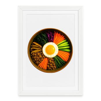 Mix Taste and Happiness -Happy Bowl of Bibimbap - Framed poster (27 × 37 cm) - white - Front