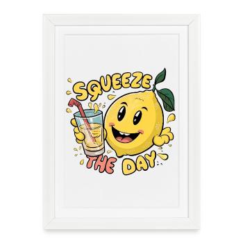 Presser le jour Citron Dessin animé - Affiche encadrée (27 × 37 cm) - blanc - Devant