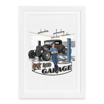 Conception d’atelier de voitures anciennes - Affiche encadrée (27 × 37 cm) - blanc - Devant
