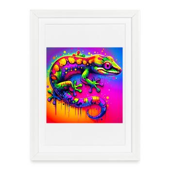 Gecko - Affiche encadrée (27 × 37 cm) - blanc - Devant