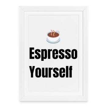 ☕ Coffee Lover T-Shirt – Funny Morning Coffee Cup  - Affiche encadrée (27 × 37 cm) - blanc - Devant