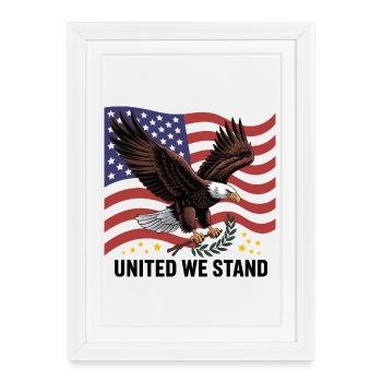 Aigle et drapeau - Affiche encadrée (27 × 37 cm) - blanc - Devant