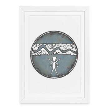 Nature-loving human motif with mountain panorama - Framed poster (27 × 37 cm) - white - Front