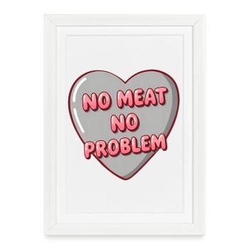 Bubble Heart – No Meat No Problem - Framed poster (27 × 37 cm) - white - Front