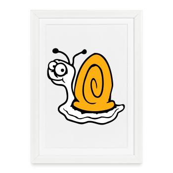 Escargot anxieux incertain regardant en arrière mignon - Affiche encadrée (27 × 37 cm) - blanc - Devant