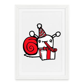 Snail Birthday Party Gifts Hat Cute - Framed poster (27 × 37 cm) - white - Front