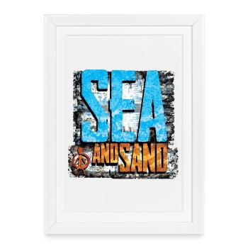 Mer et sable Plage rétro de la paix - Affiche encadrée (27 × 37 cm) - blanc - Devant