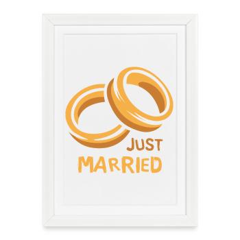 Just Married Rings Wedding Love - Framed poster (27 × 37 cm) - white - Front