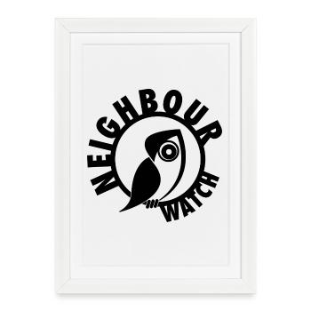 Surveillance des voisins – Urban Owl Surveillance Club - Affiche encadrée (27 × 37 cm) - blanc - Devant
