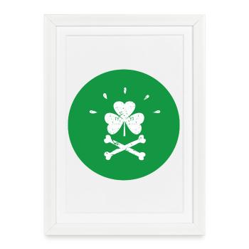 Joyeuse Roger Shamrock Saint-Patrick - Affiche encadrée (27 × 37 cm) - blanc - Devant