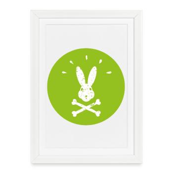 Le lapin pirate en lapin vert de Pâques à la Jolly Roger - Affiche encadrée (27 × 37 cm) - blanc - Devant