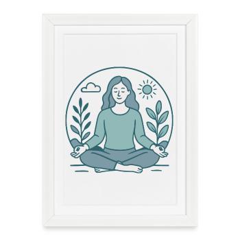 Femme Zen Méditation Nature Yoga - Affiche encadrée (27 × 37 cm) - blanc - Devant