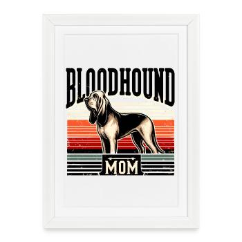 Bloodhound Mom Vintage Badge - Affiche encadrée (27 × 37 cm) - blanc - Devant