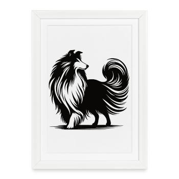 Conception de silhouette de colley cool - Affiche encadrée (27 × 37 cm) - blanc - Devant