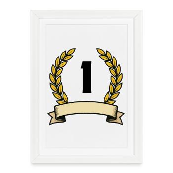 Couronne de laurier dorée avec ruban 1 - Affiche encadrée (27 × 37 cm) - blanc - Devant